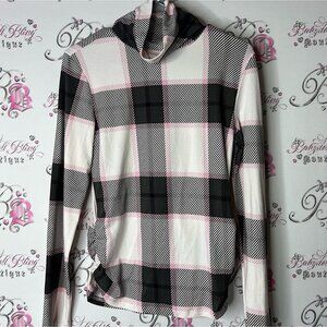 Urbanology Striped Turtleneck Top shirt size large stretchy pink black white